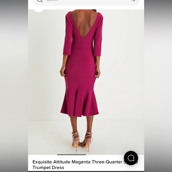 NWT Lulu’s Magenta Attitude Trumpet dress- Size L - Picture 2 of 5